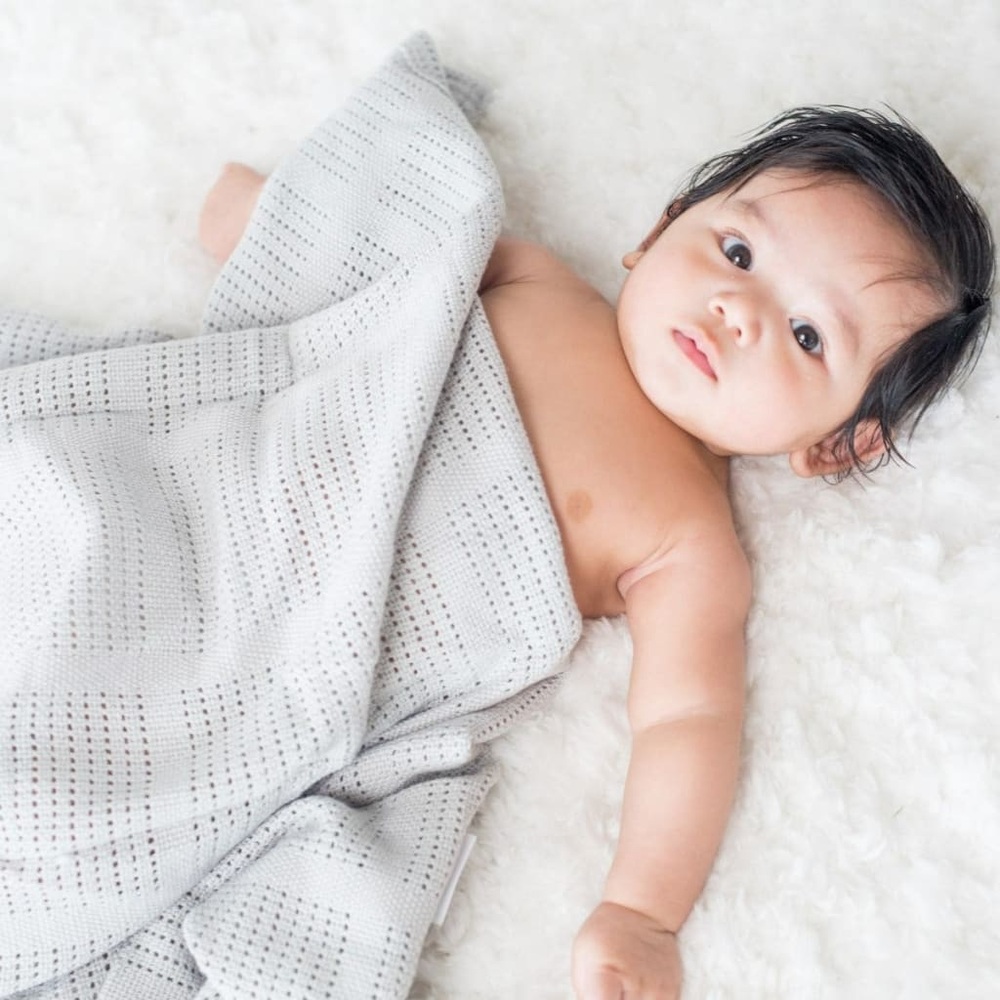 Lulujo Cellular Knit Baby Blanket